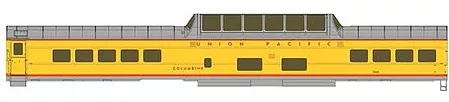 Walthers Proto 920-18051 HO Scale 85' ACF Dome Coach Union Pacific(R) Heritage Fleet - Ready to Run - Standard -- Union Pacific UPP #7001 "Columbine" (Armour Yellow, gray, red)