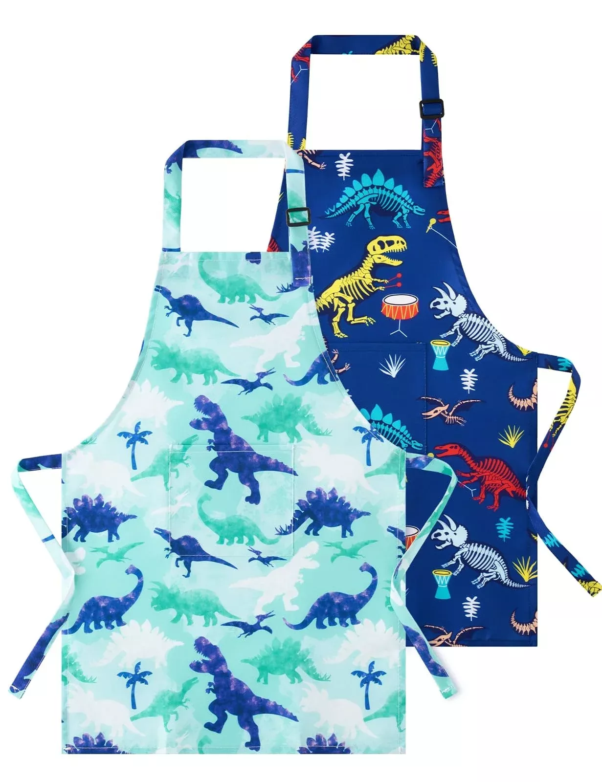 Wernnsai 2 Pack Kids Aprons - Dinosaur Kids Art Aprons For Boys Waterp