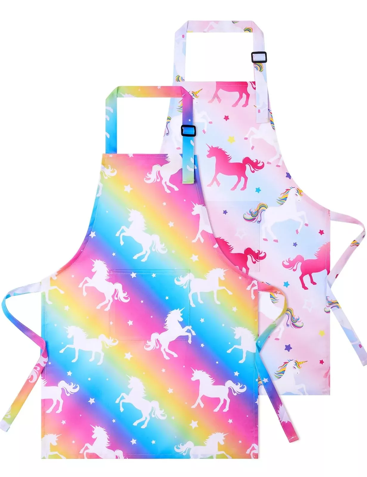 Wernnsai 2 Pack Kids Aprons - Kids Art Aprons For Girls Waterproof Tod