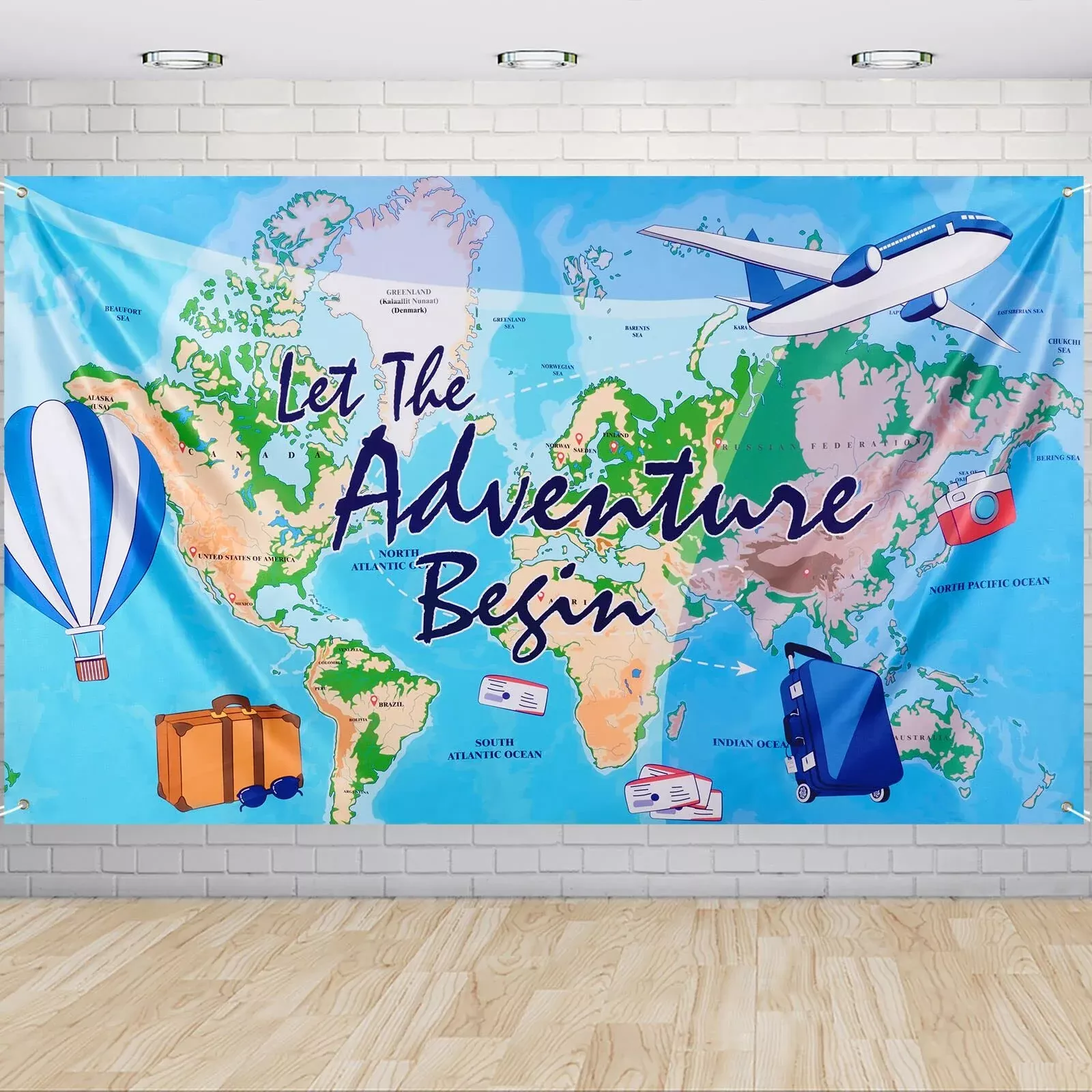 Wernnsai Bon Voyage Party Backdrop - 73'' X 43'' Travel Themed Birthda