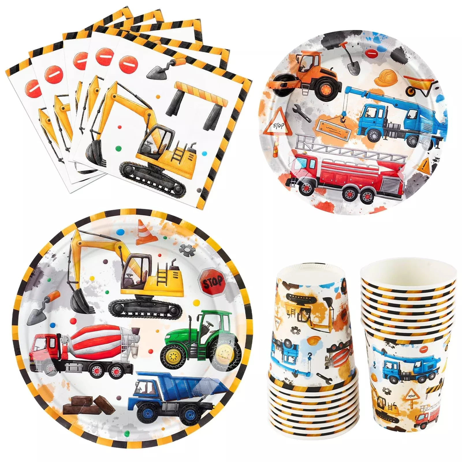 Wernnsai Construction Party Supplies Set - 64 Pcs Dump Truck Theme Bir