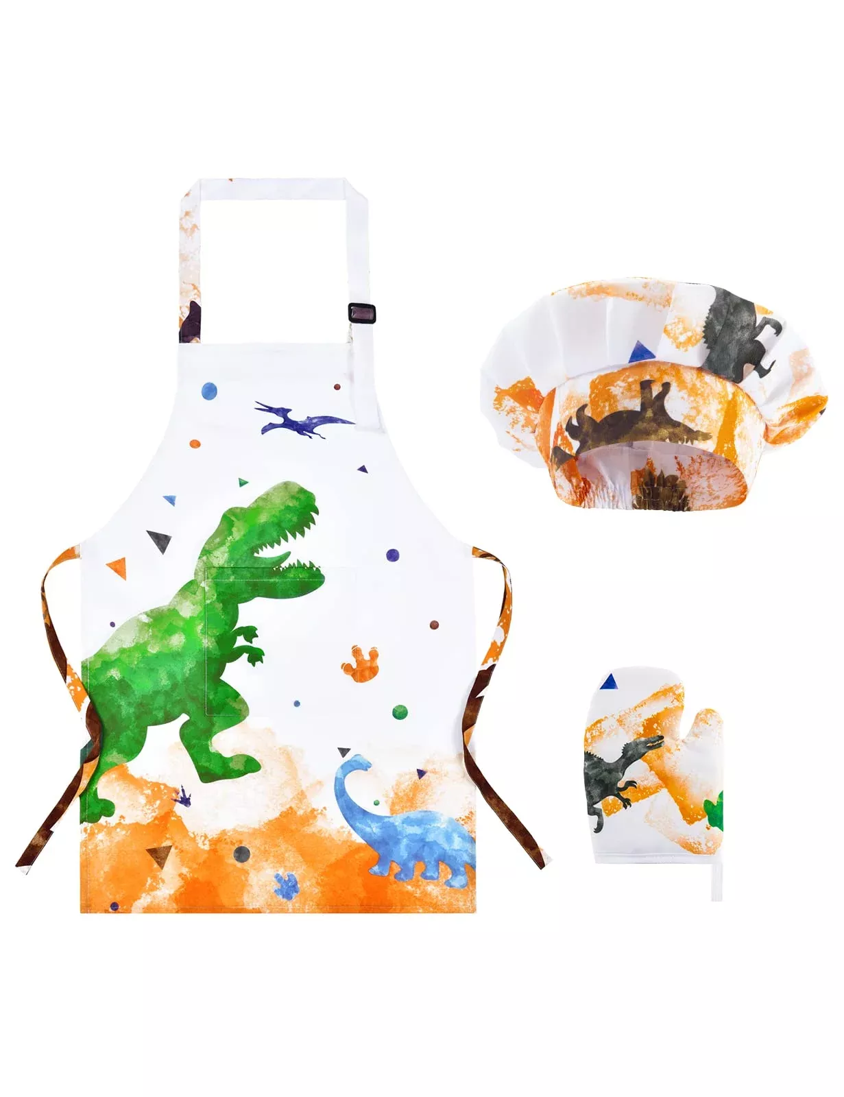 WERNNSAI Dinosaur Apron Set for Kids, X-Small, Eco-Friendly Fabric