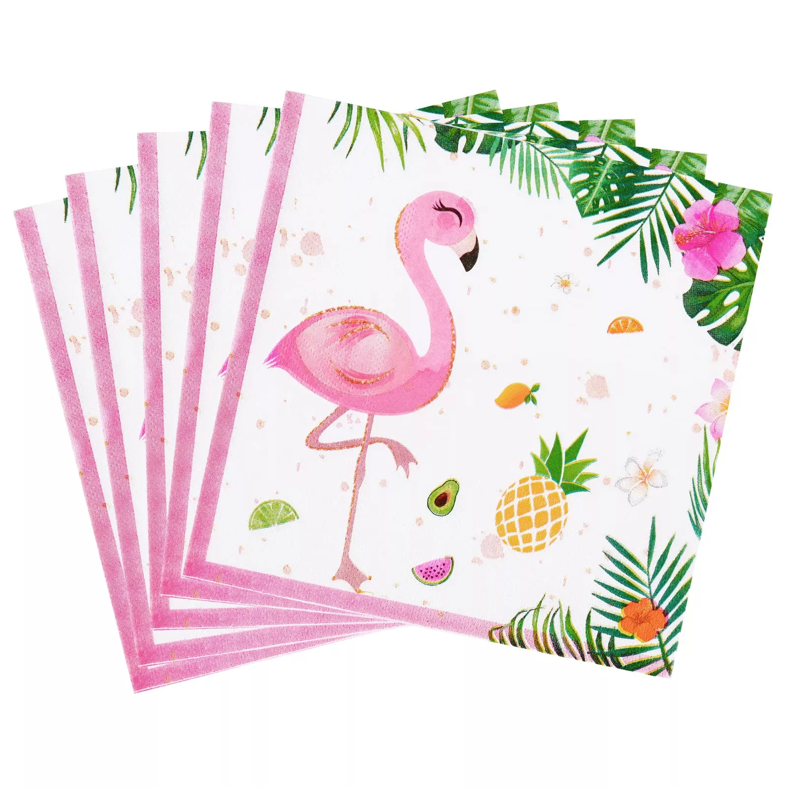 WERNNSAI Flamingo Napkins for Parties, 33x33cm, Green/P