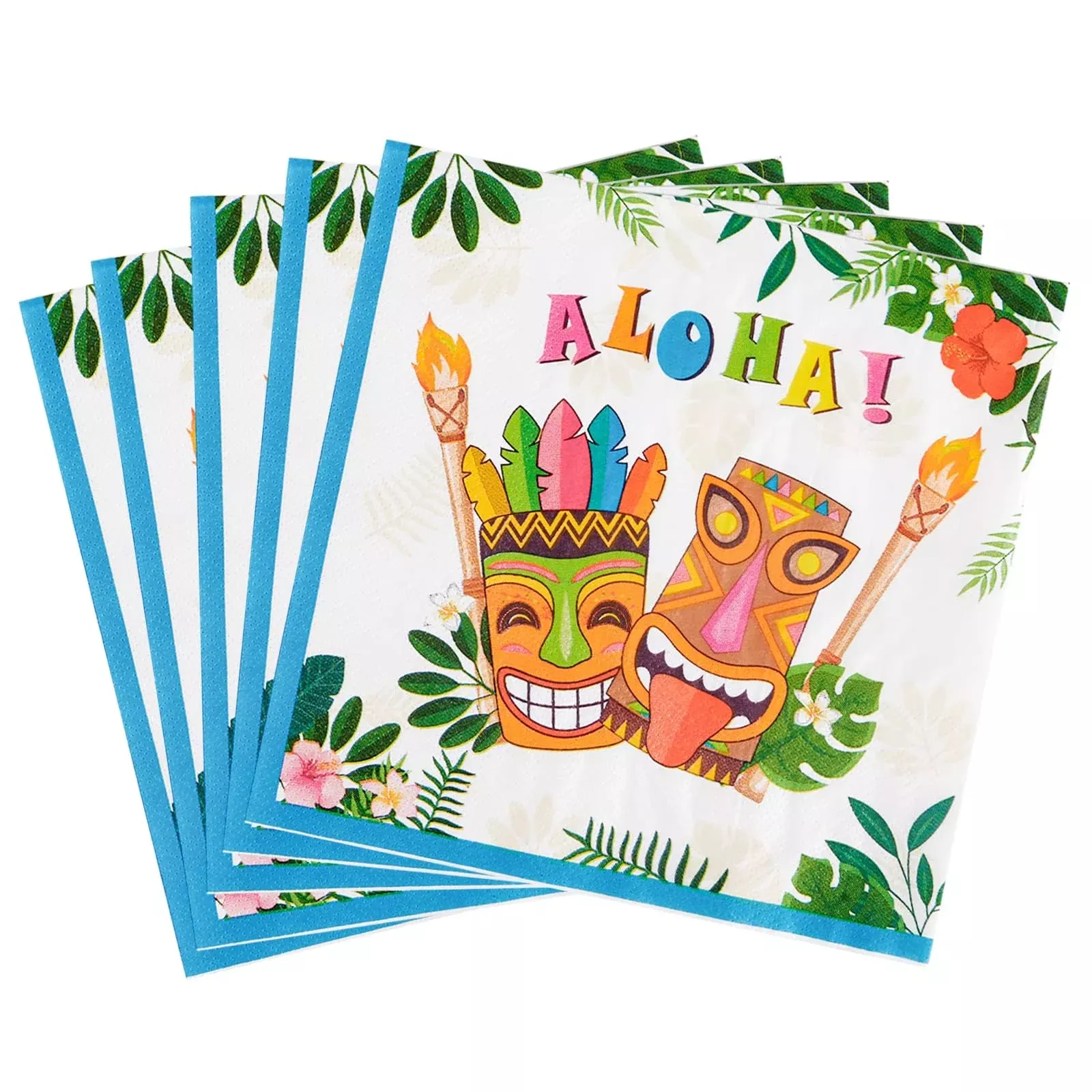 WERNNSAI Hawaiian Luau Napkins - 50 Count Aloha Paper Napkins for Birt