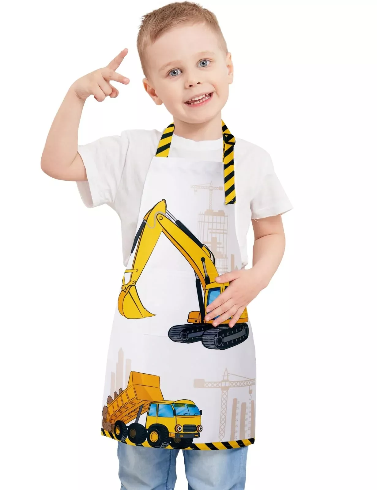 WERNNSAI Kids Apron - Truck Design, Waterproof, Size S(6-10T), Polyest