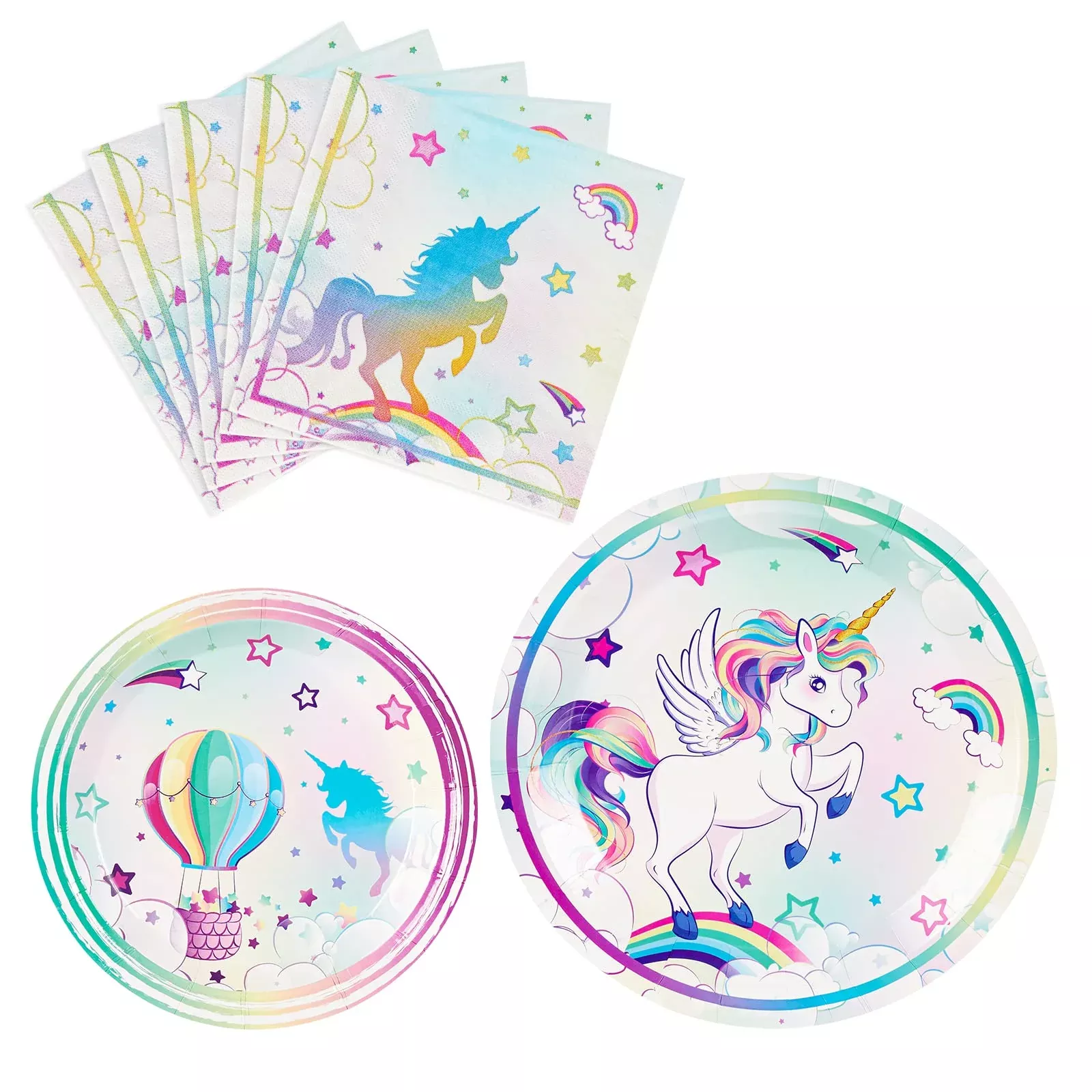 Wernnsai Unicorn Party Plates And Napkins - Rainbow Unicorn Party Supp