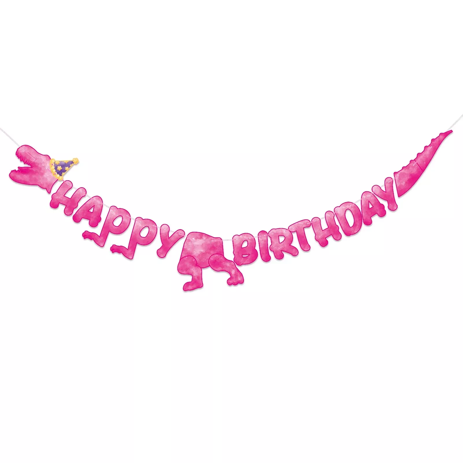 Wernnsai Watercolor Dinosaur Happy Birthday Banner - Dinosaur Birthday