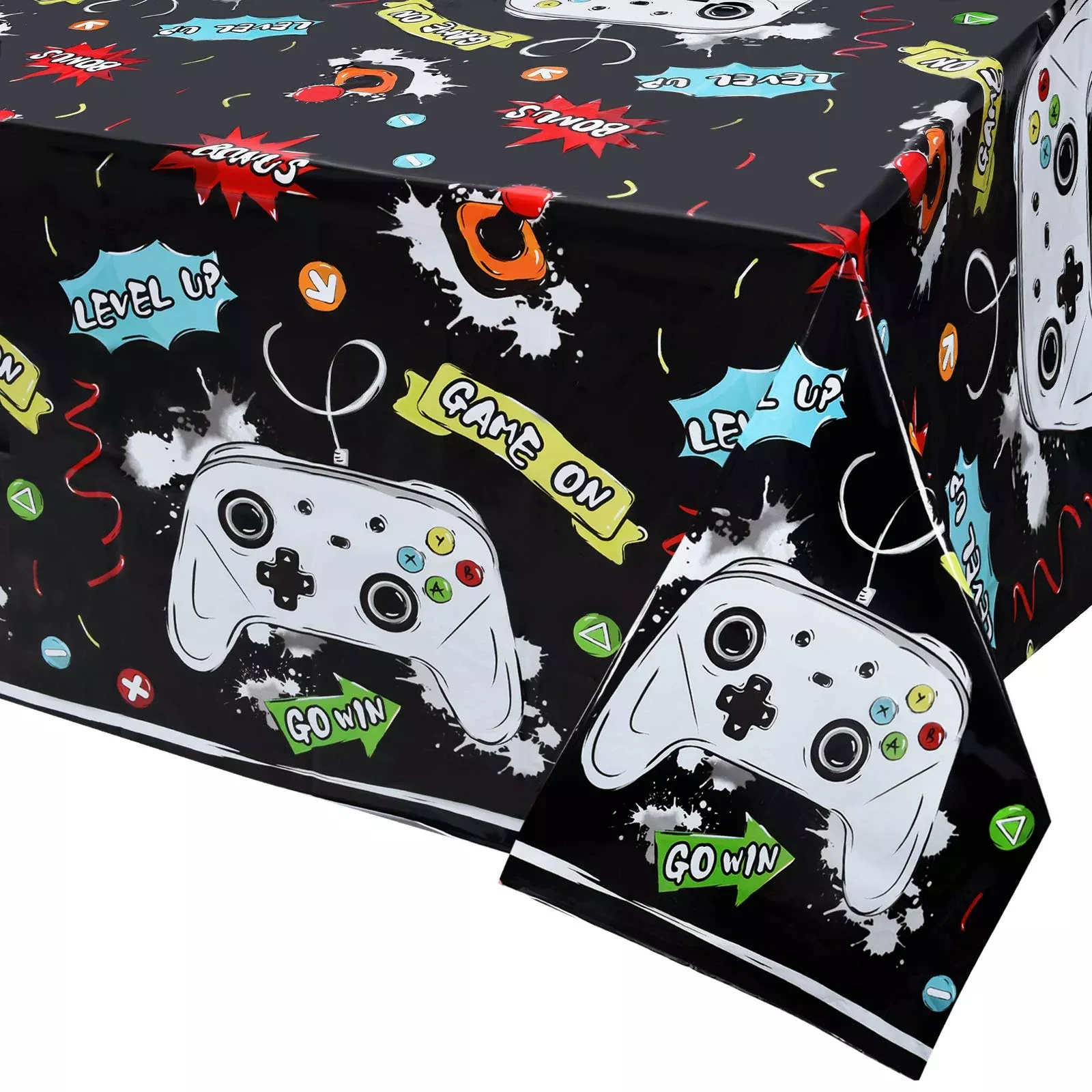 Wernnsai Watercolor Video Game Party Tablecloth - 2 Pack 54'' X 108''