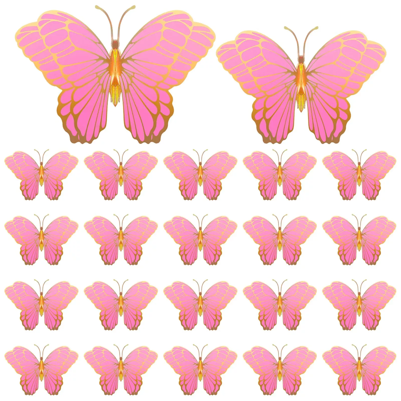 Wettarn Butterfly Table Centerpieces, Pink, 20 Pieces, 3D Copper Card