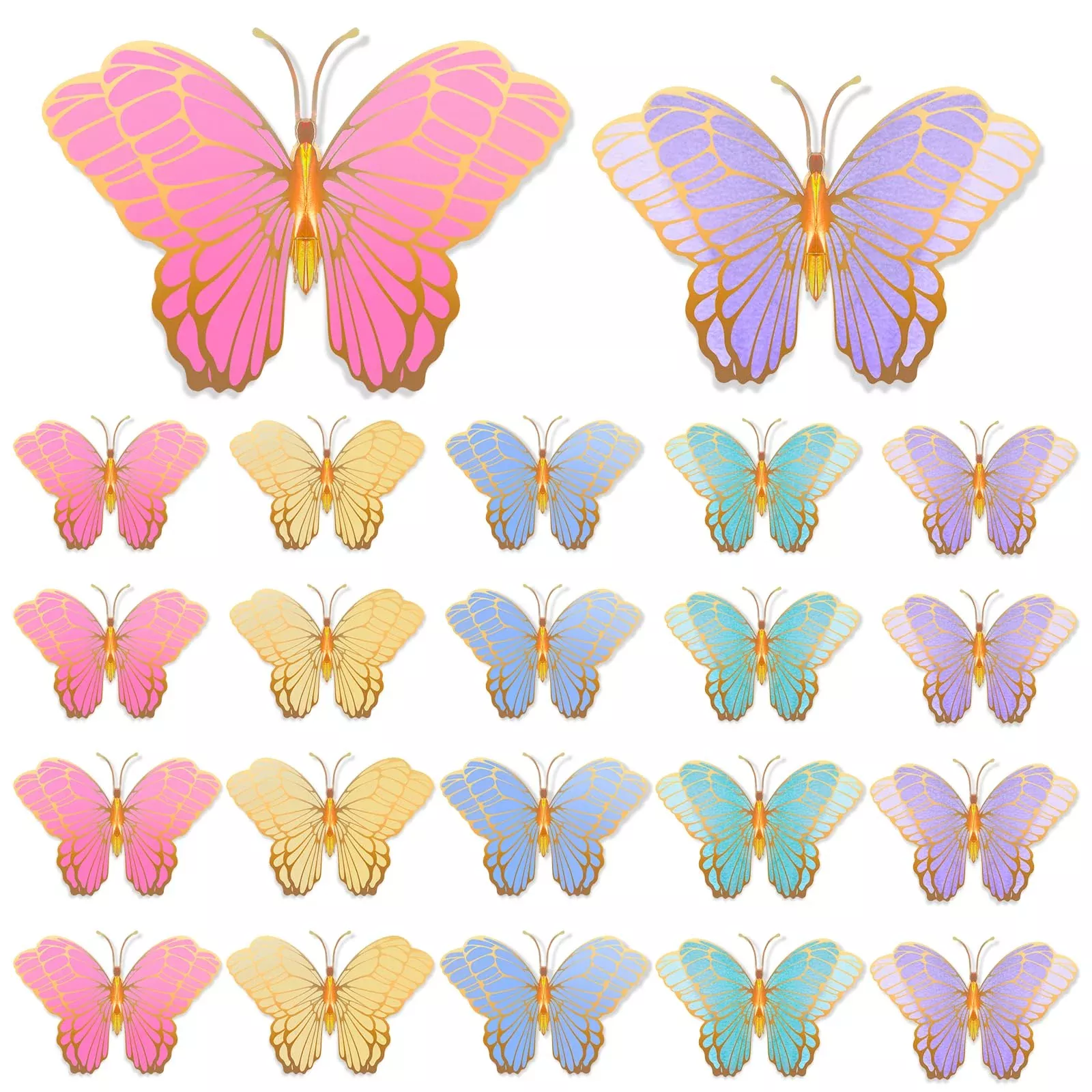 Wettarn Butterfly Table Decorations Set, 20 Pieces, 3D Copper Card, Mix