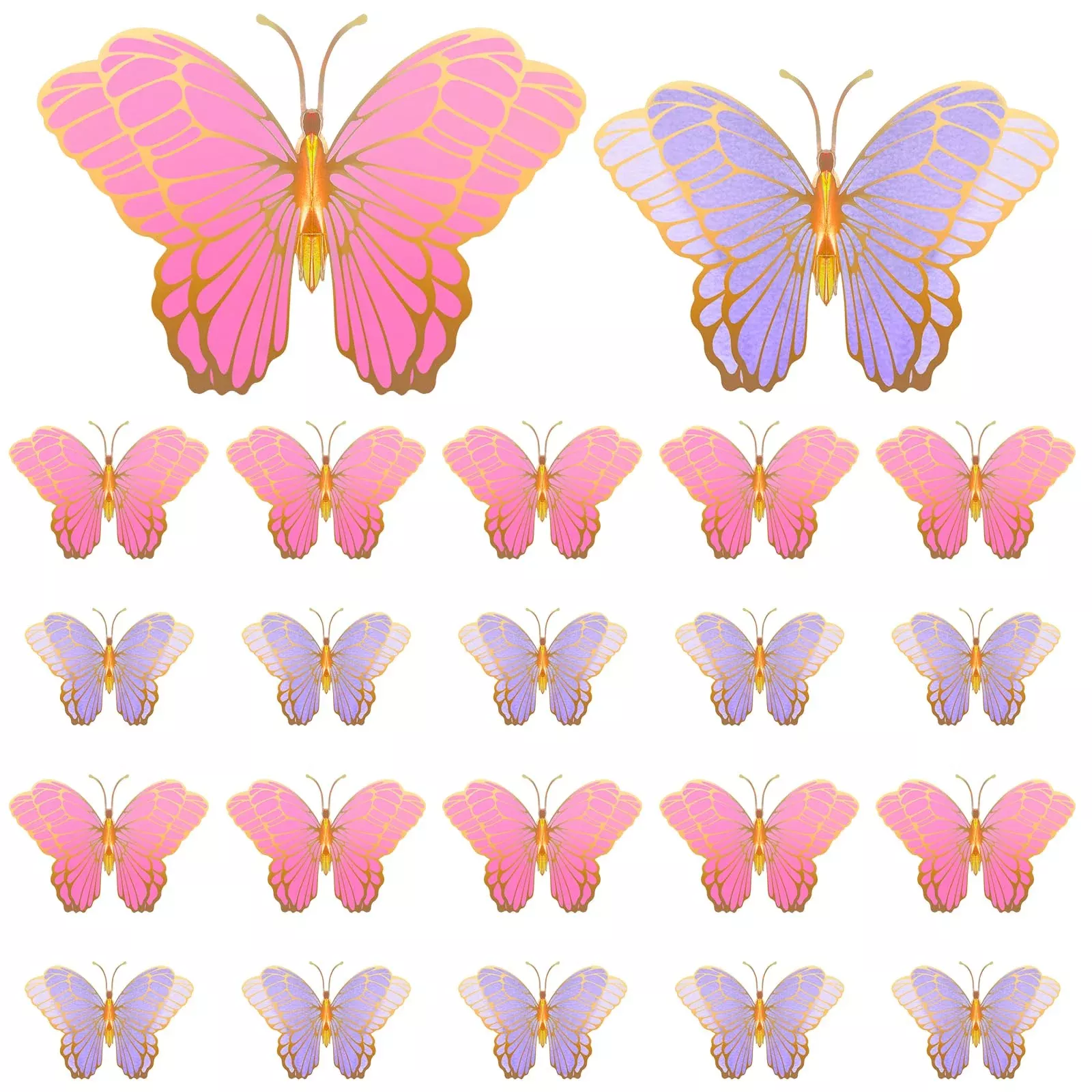 Wettarn Butterfly Table Decorations Set, 20 Pieces, Pink & Purple, 3D