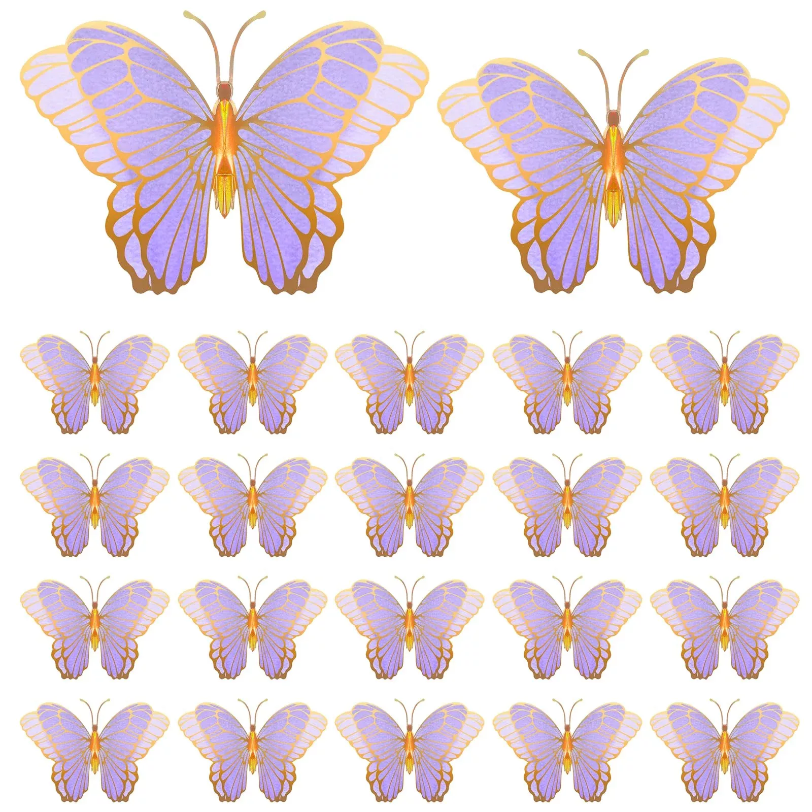Wettarn Butterfly Table Decorations Set, Purple, 20 Pieces, 3D Copper