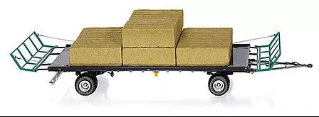 Wiking 77831 11689 Scale Oehler ZDK 120 B Two-Axle Hay Bale Trailer, Load - Assembled -- Black, Green