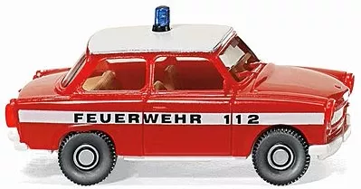 Wiking 86124 HO Scale Trabant 601 S - Assembled -- Fire Department (red, white, German Lettering)