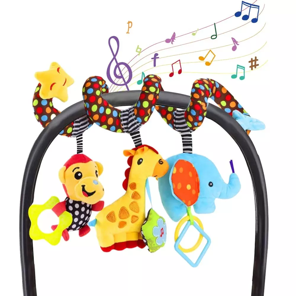 willway Infant Baby Activity Spiral Toys for Stroller, 10" Plush, Multicolor