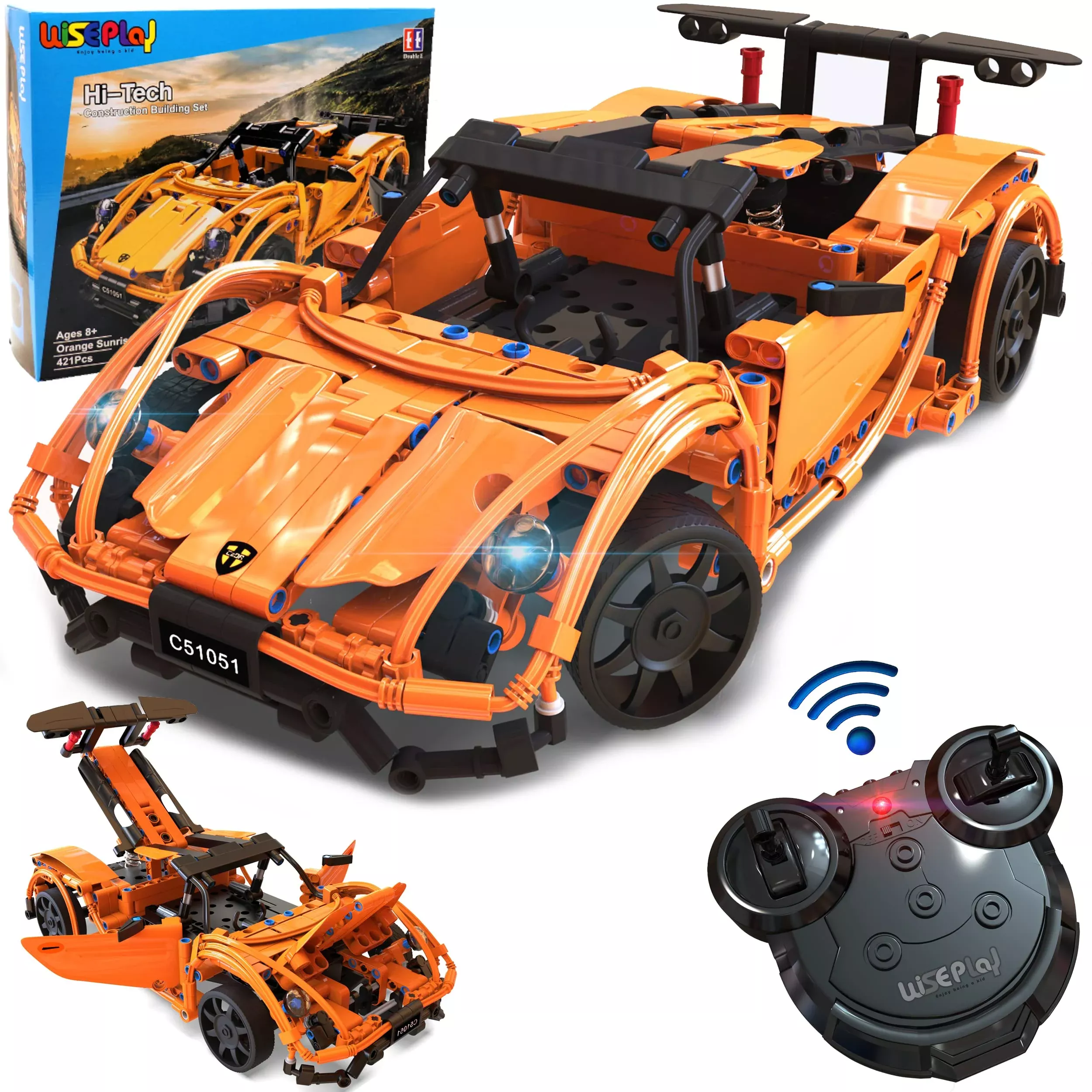 Wiseplay Stem Kits For Kids Age 8-10 - 421 Pcs Rc Car Kits To Build -