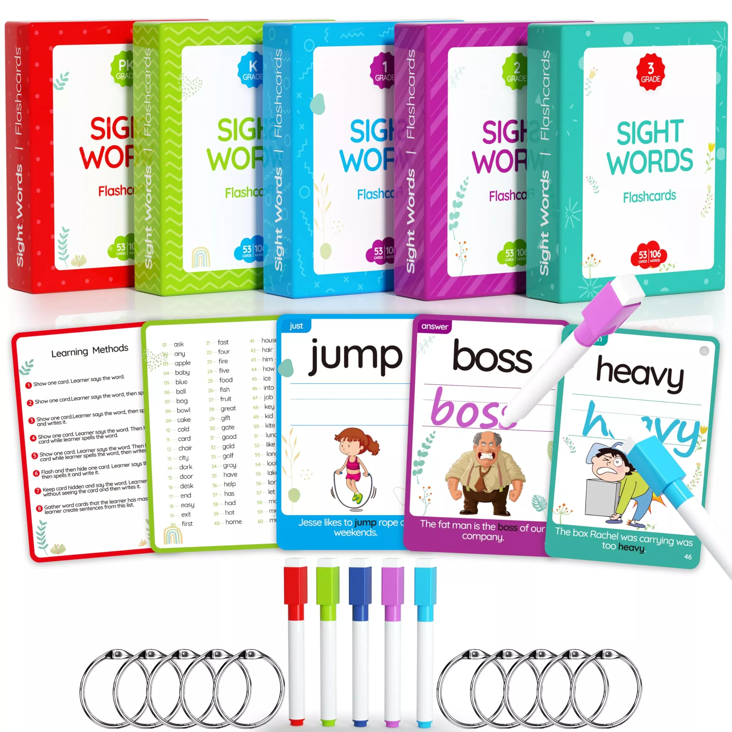 WJPC Sight Words Flash Cards for Toddlers, 275 Cards, BPA Free