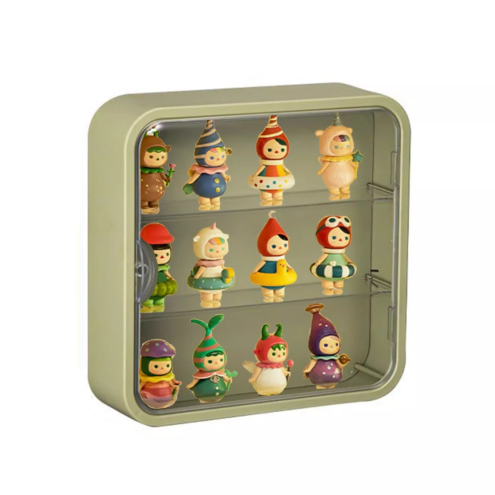 WMM Clear Display Case for Figures, Wall-Mounted, Green, 11.8in