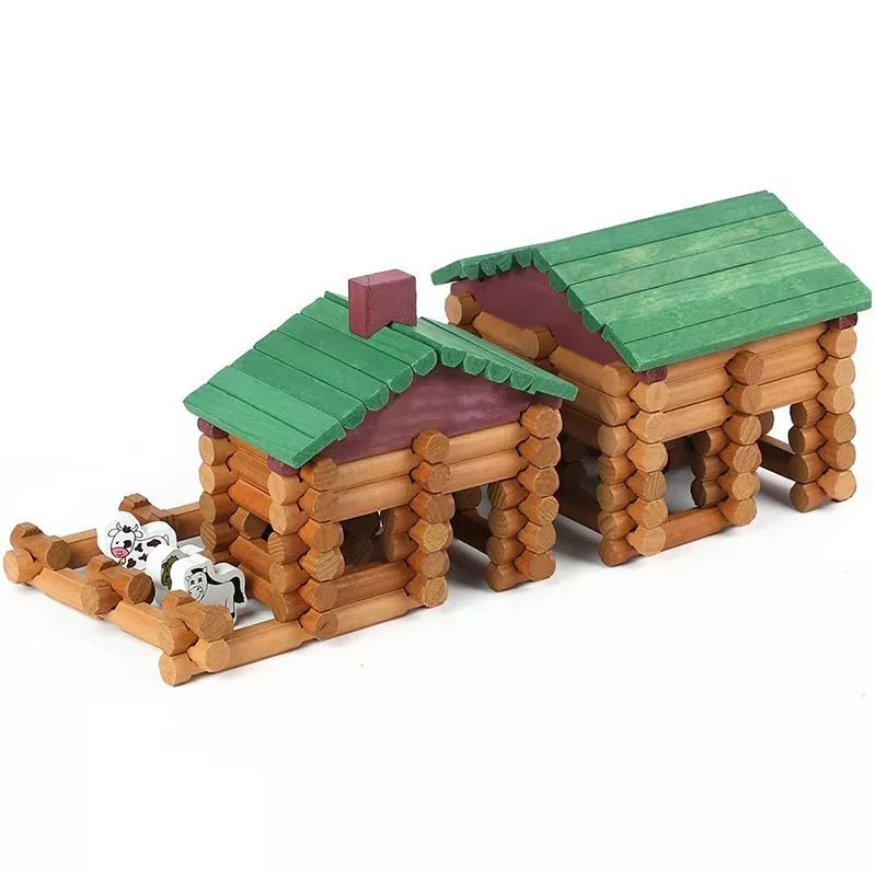 Wondertoys 170-Piece Wood Logs Set, Creative Building Toys for Ages 3+