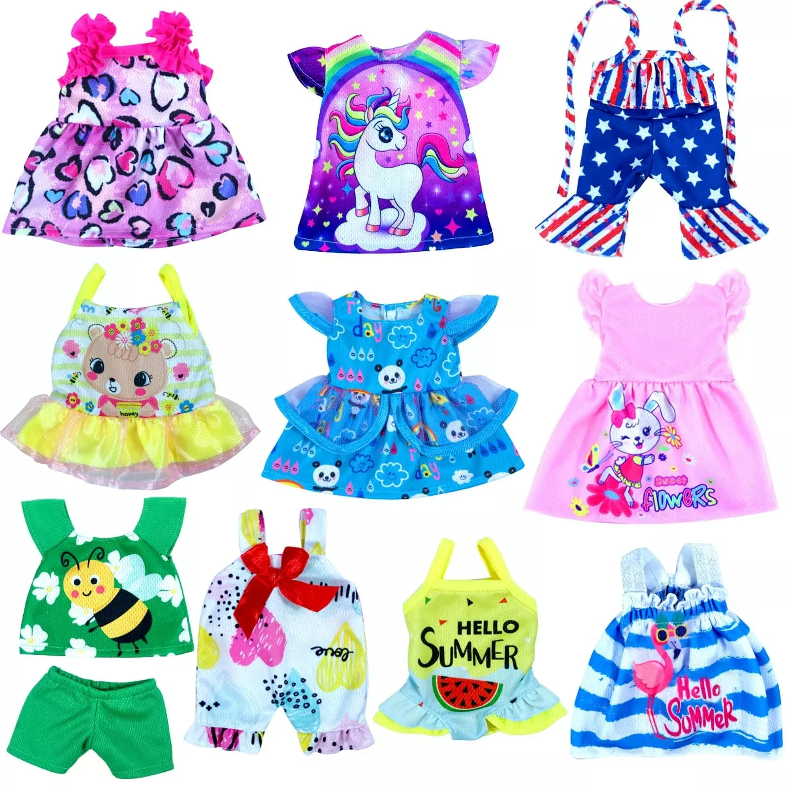 WONDOLL 12-Inch Baby Doll Clothes Set - 10 Outfits for 10