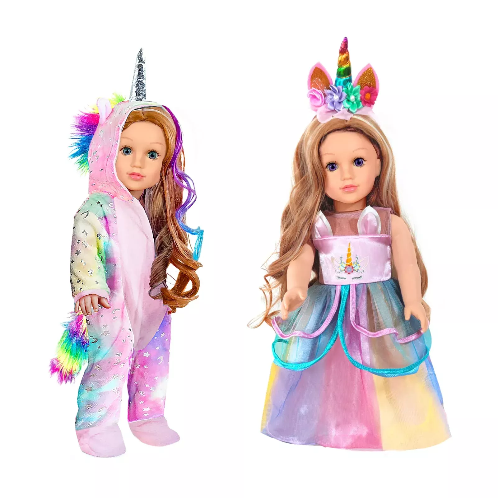 WONDOLL 18-Inch Doll Unicorn Pajamas Set - Pink with Accessories