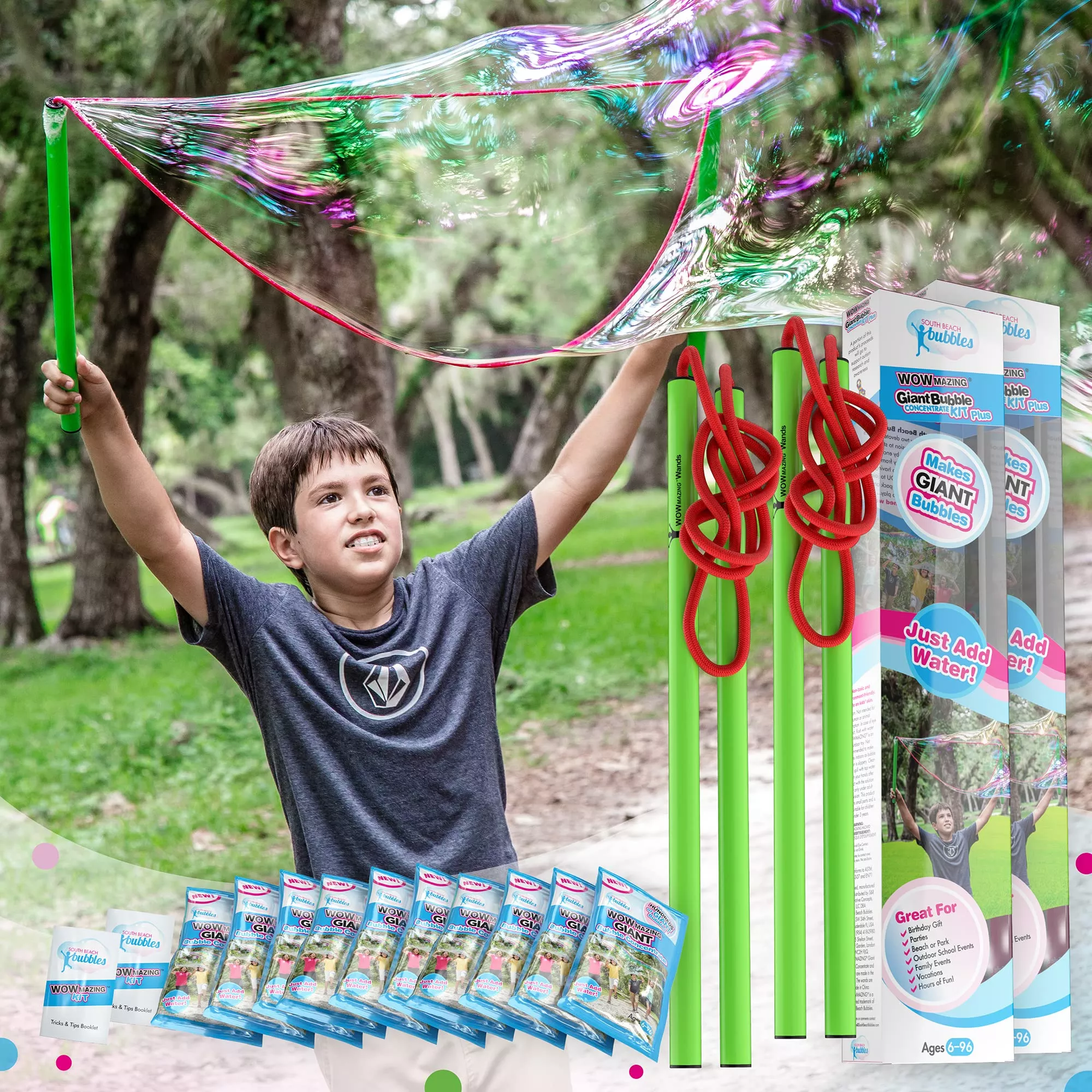 WOWMAZING Giant Bubble Maker Kit, Multicolor, 14-Piece Set