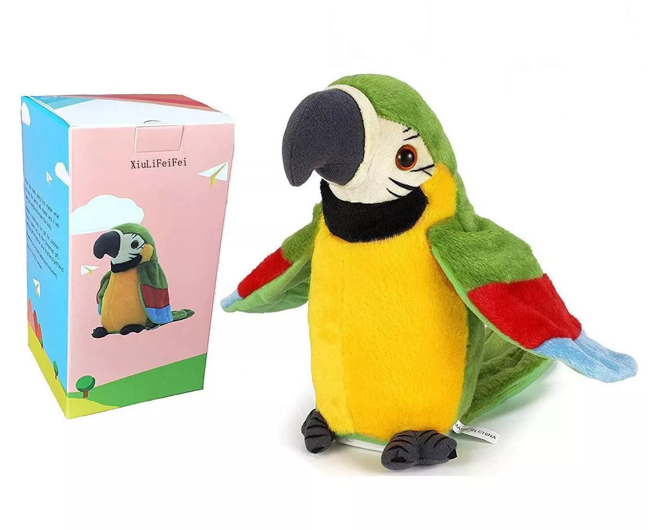 xiulifeifei Electric Talking Plush Parrot Toy 7.8 Inch Green