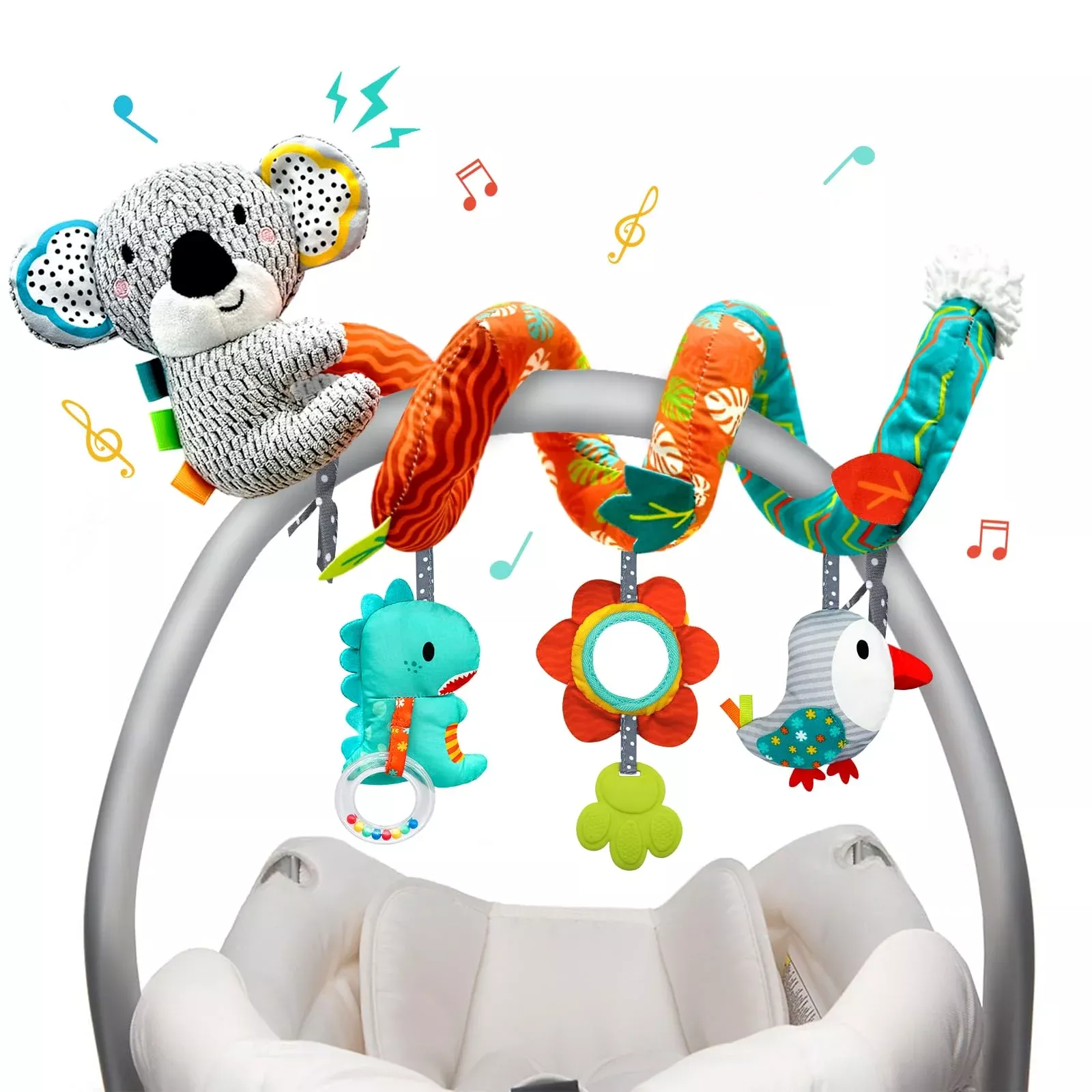 XIXILAND Baby Car Seat Toy - Multicolored Plush for 0-6 Months