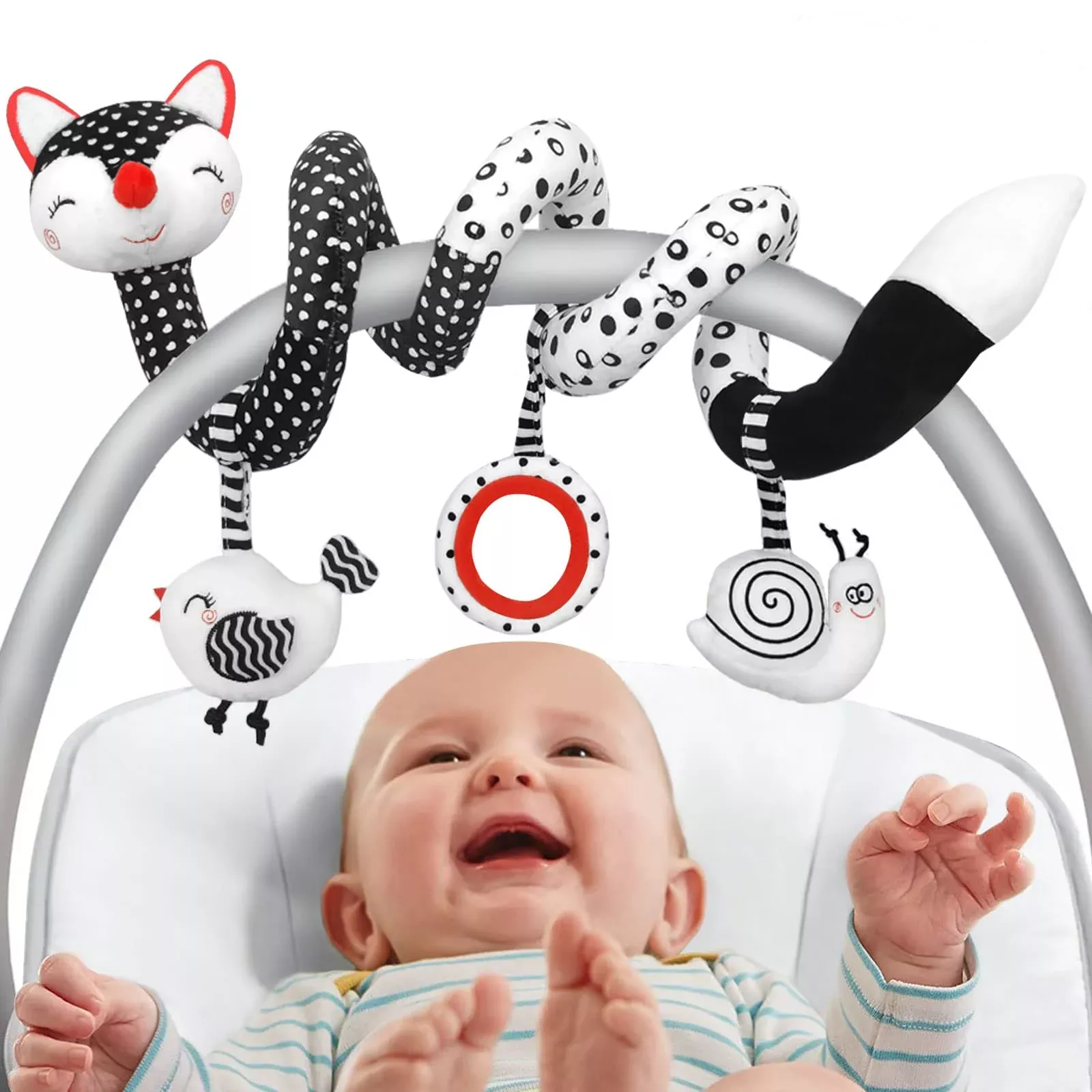 XIXILAND Black & White Car Seat Toys for Infants, Medium Size