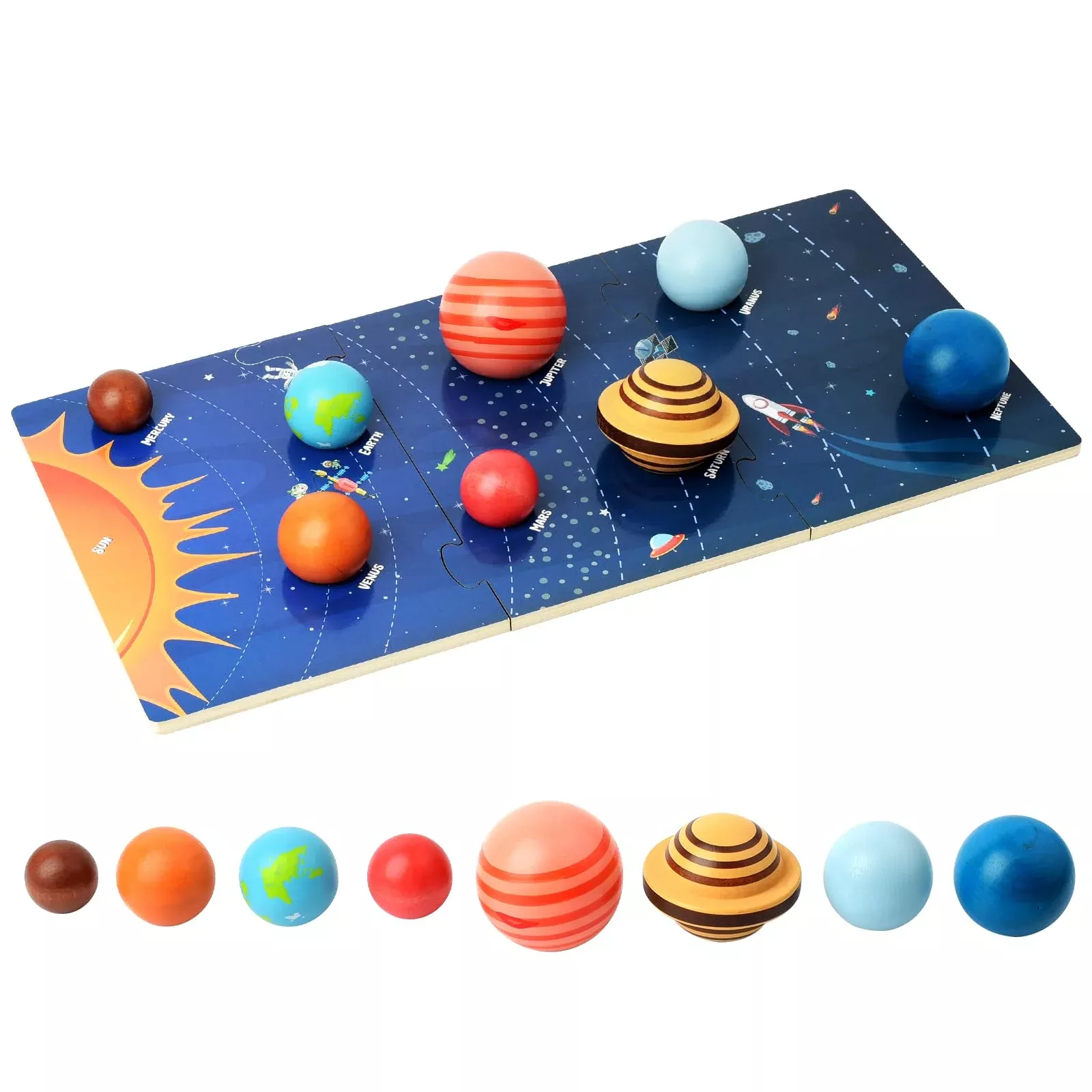 Xylolin Wooden Solar System Model Board - Montessori STEM Puzzle for K