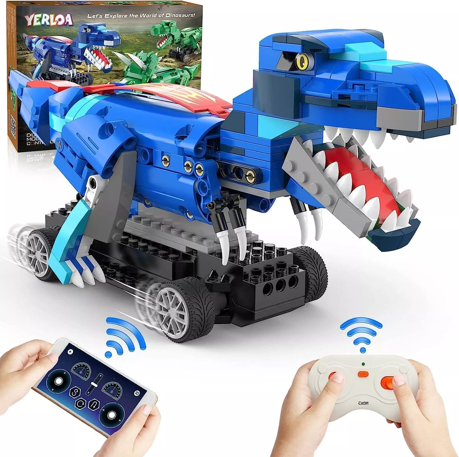 Yerloa Dinosaur Building Kits - 343 Pcs Remote Control STEM Toys for K