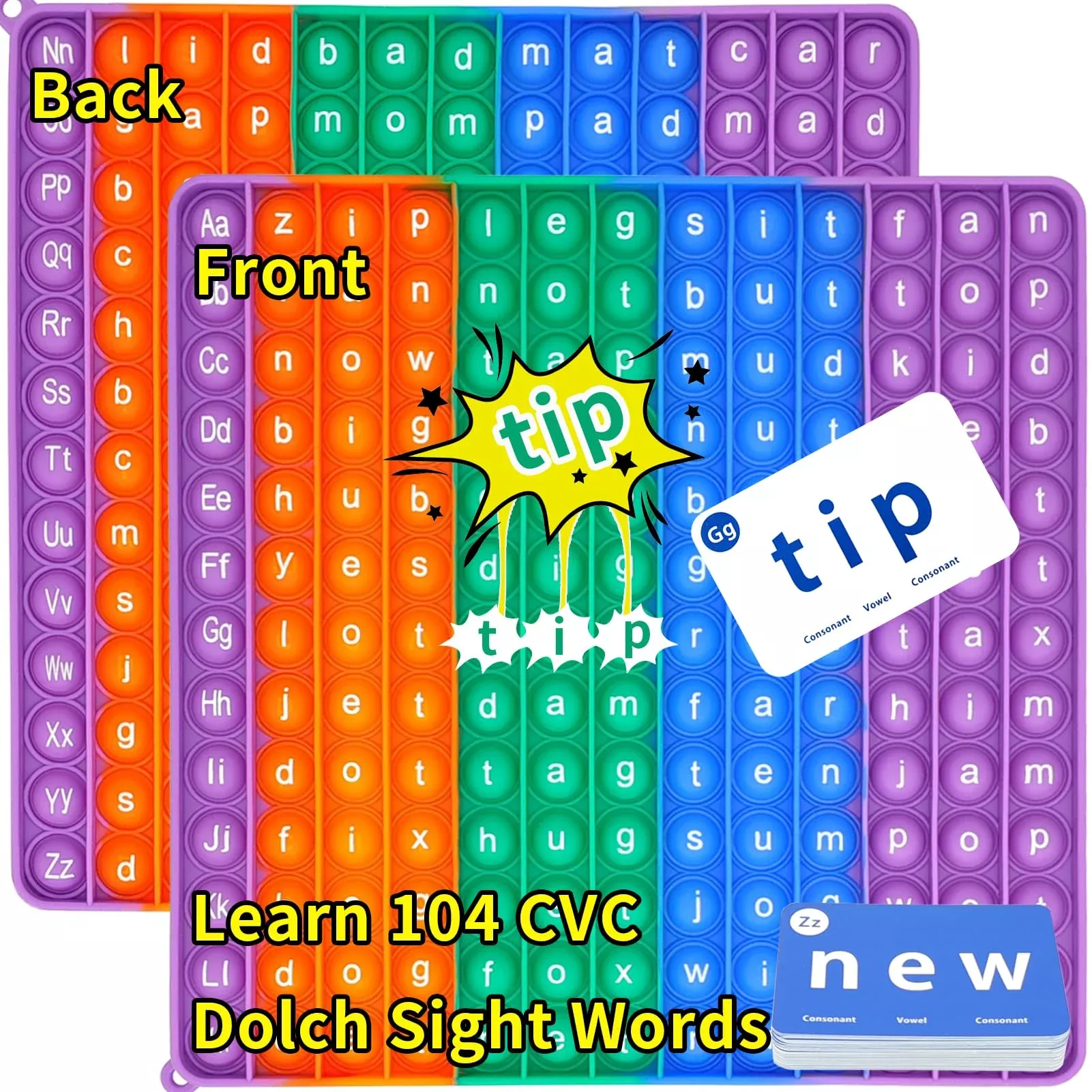 Ygc Laomi Dolch Sight Cvc Word Games Flash Cards Fingertip Pop Toy All
