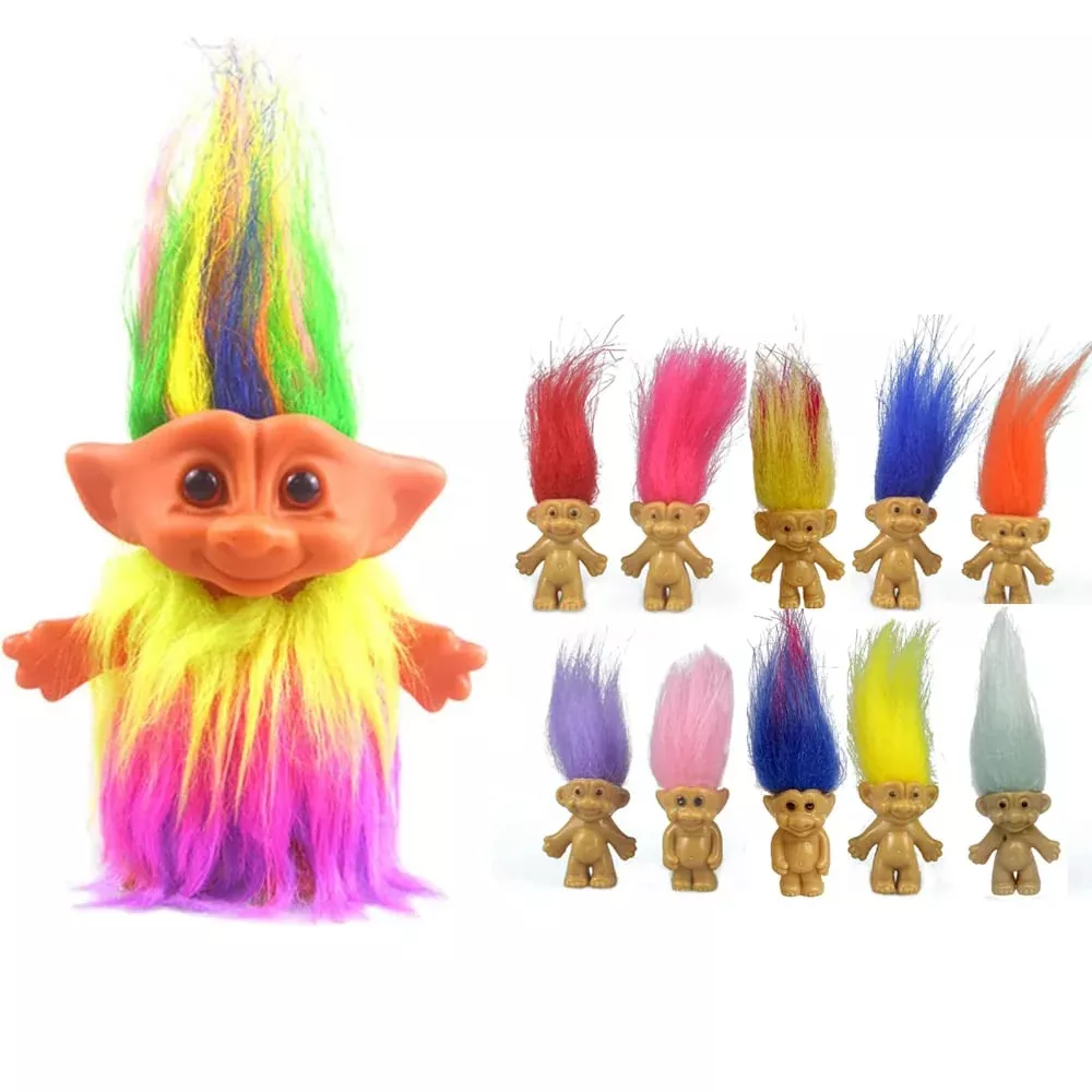 Yintlilocn Vintage Trolls Doll Set, Rainbow, 7.5 Inch,