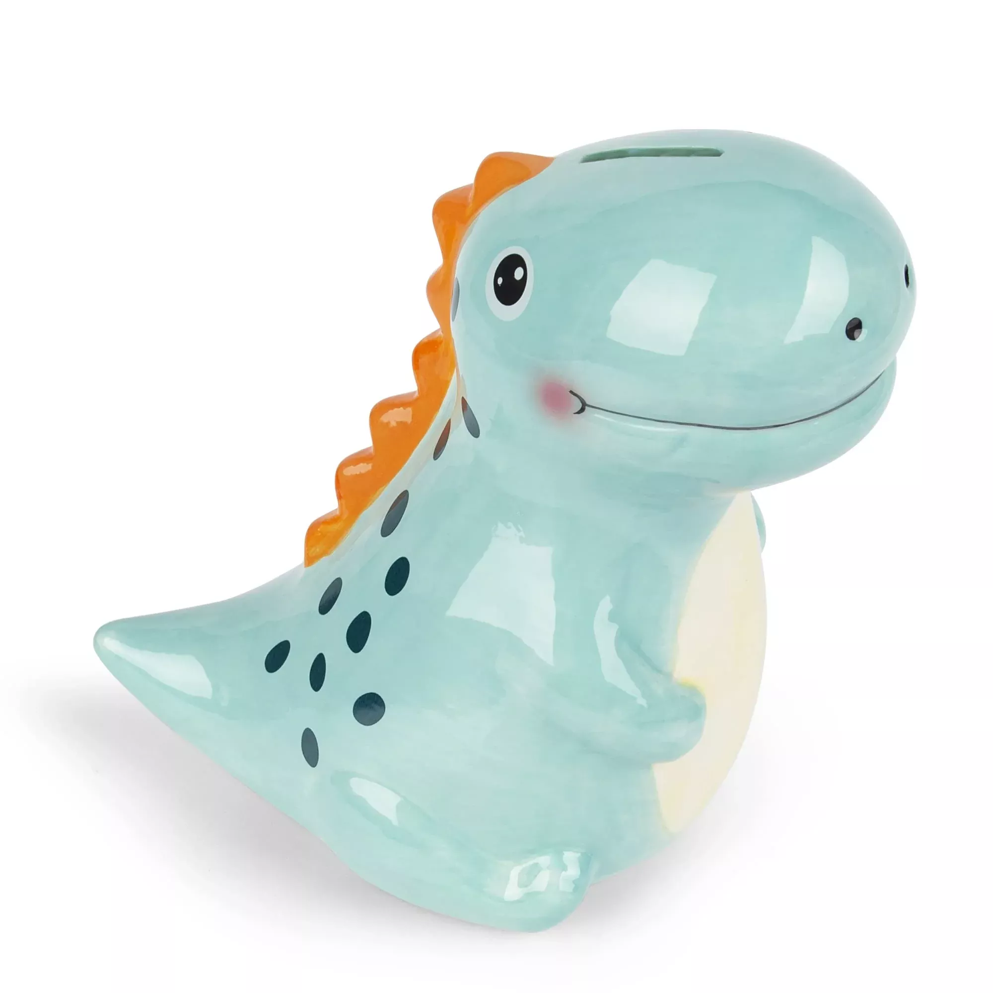 YJNSFT Dinosaur Piggy Bank Green Ceramic 8 Inch for Kids