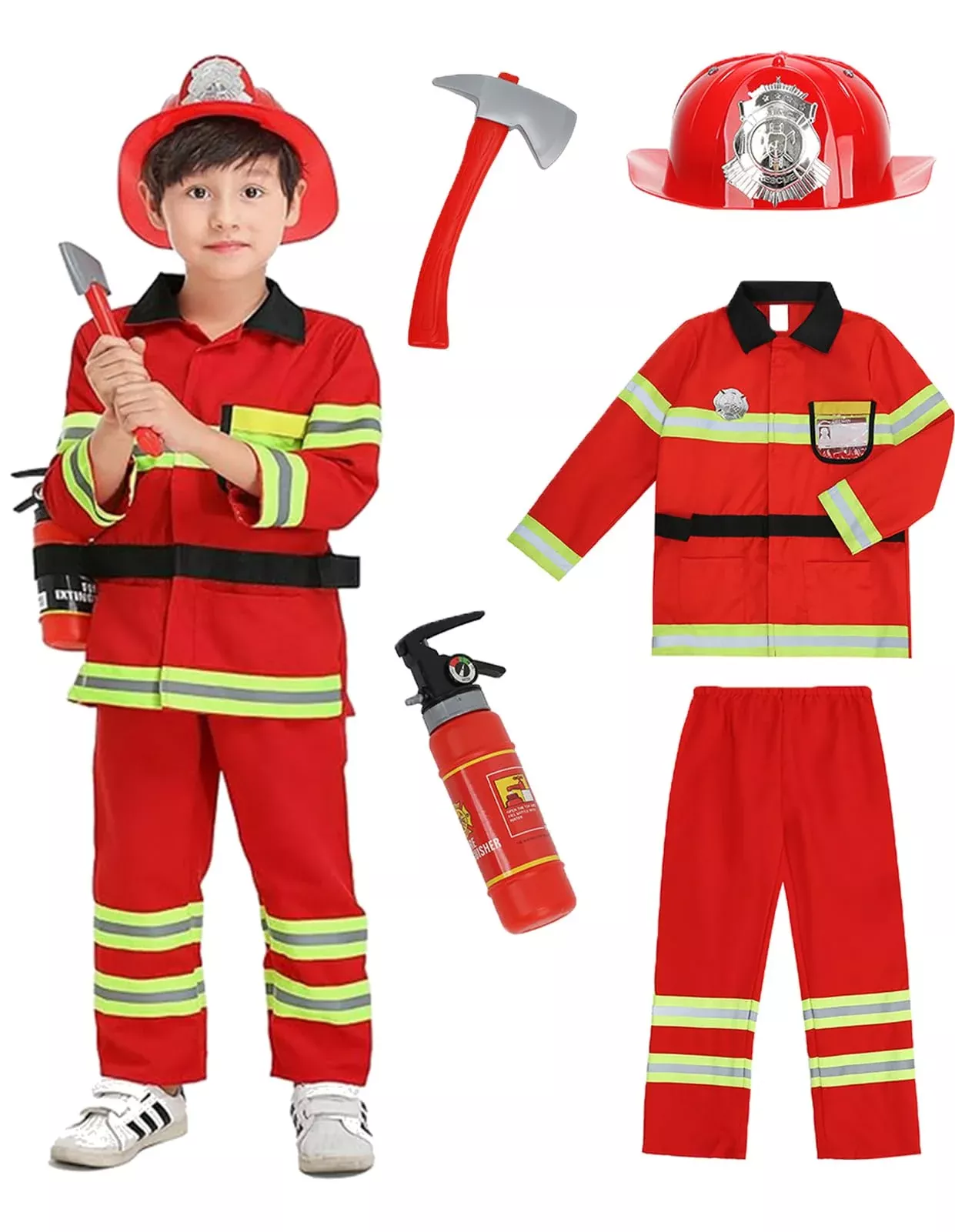 yolsun Fireman Costume Set for Kids, Red, Size 2-3Y,