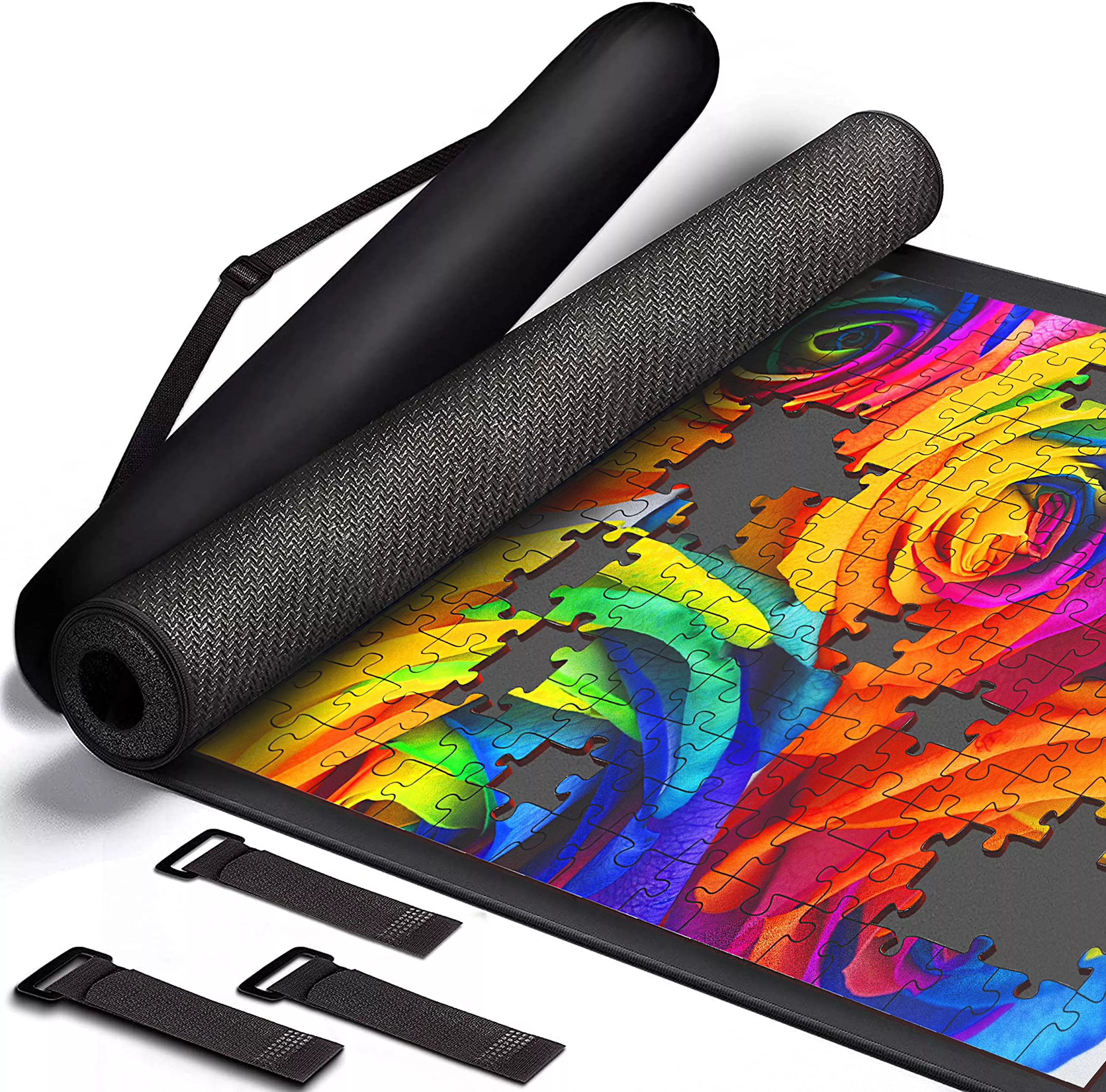 YUPYY Puzzle Mat Roll Up for 500-1500 Pieces, Black, Waterproof