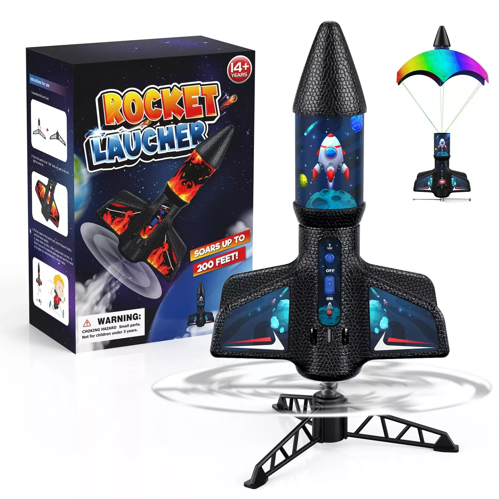 ZeroPhear Rocket Launcher Toy for Kids, 200 Feet, Aquamarine, Rechargeable