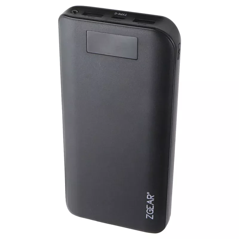 ZGEAR 20,000mAh High Capacity USB & USB-C Power Bank with LCD Display - Black