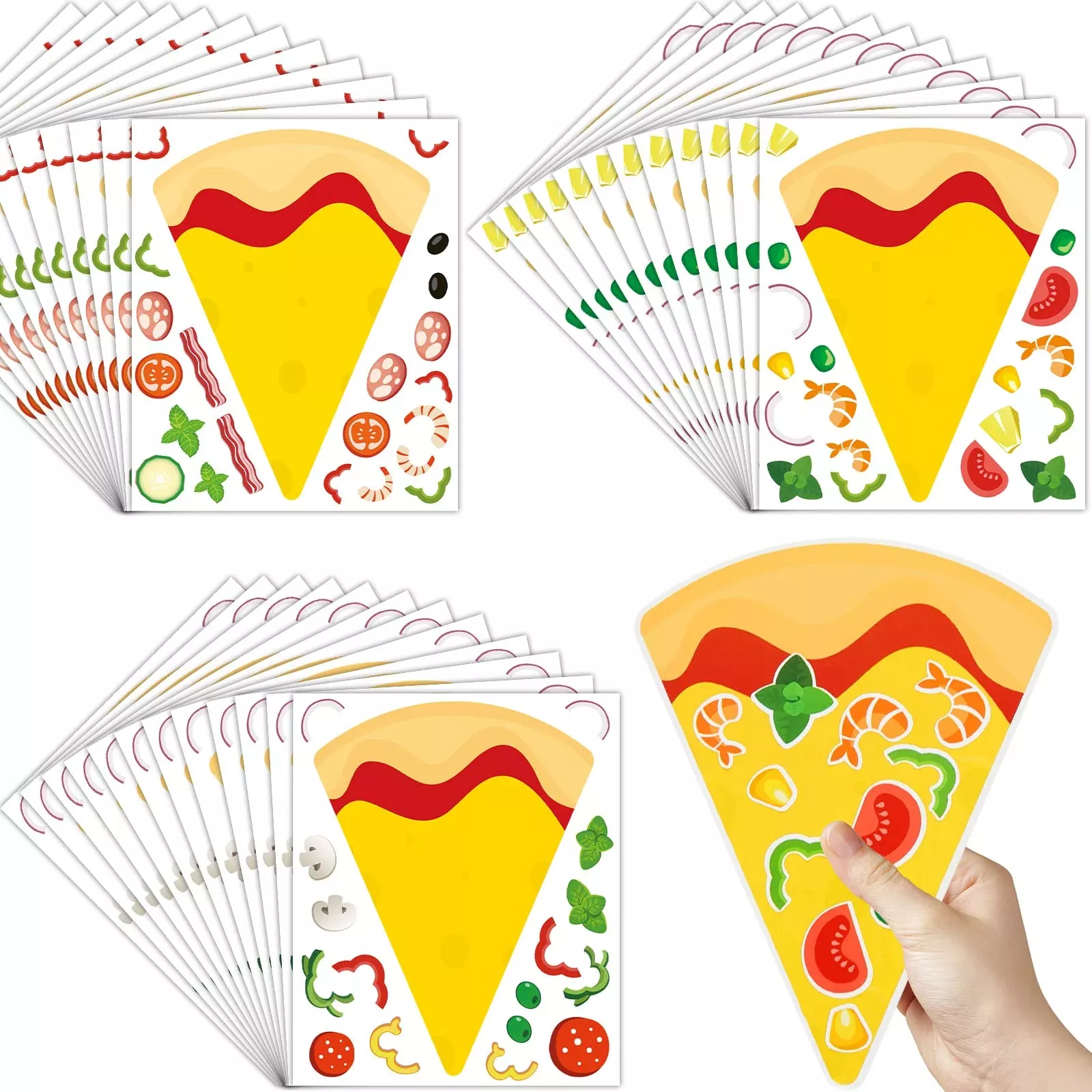 Zonon Pizza Party Stickers Set, 36 Sheets, Multicolor, DIY Decor