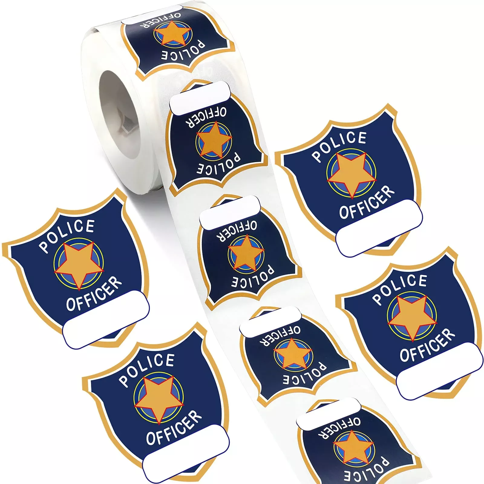 Zonon Police Stickers Roll - 600 Pieces, Blue Police Officer, 5x