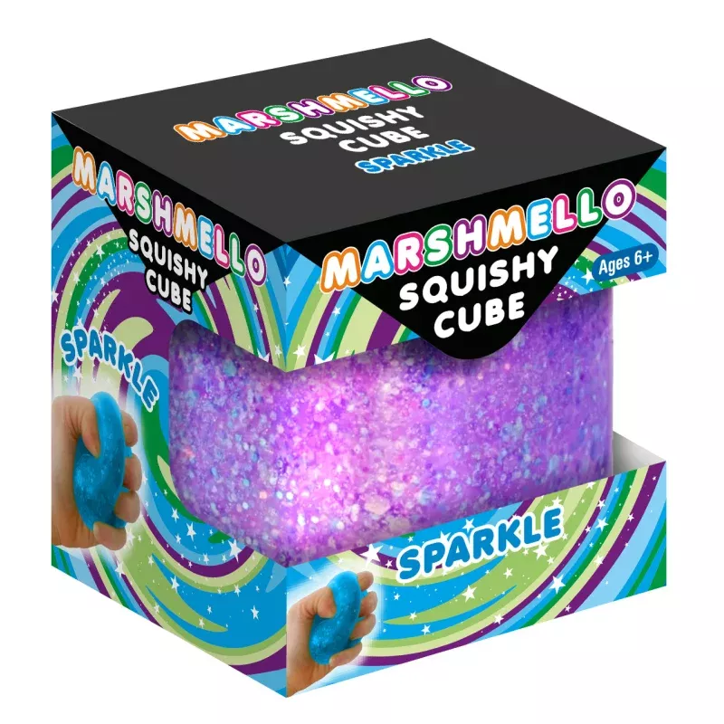 Zorbitz Marshmello Sparkle Squishy Cube (Colors May Vary)