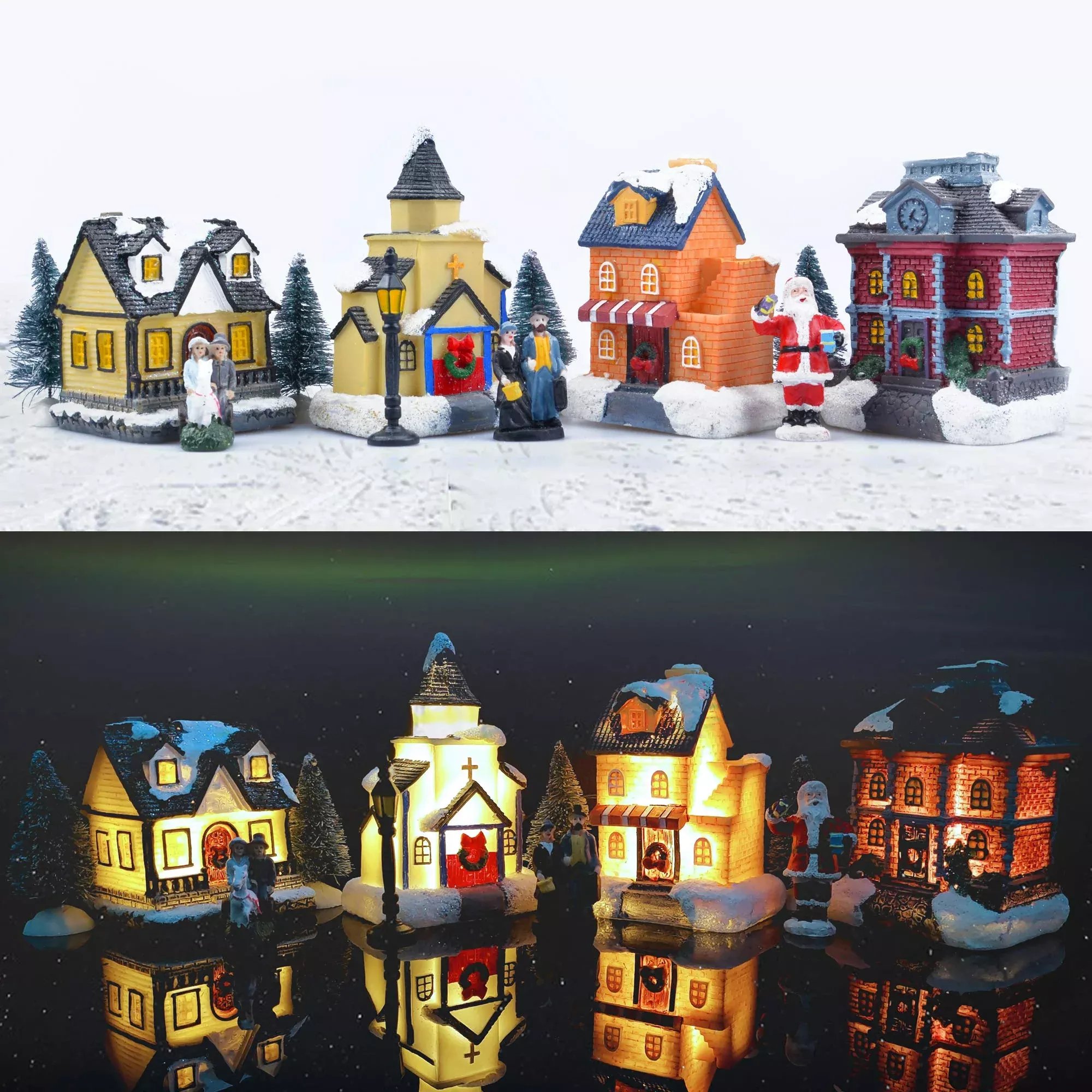 Zornrc Christmas Village Sets-Christmas Decorations,Led Lighted Christ