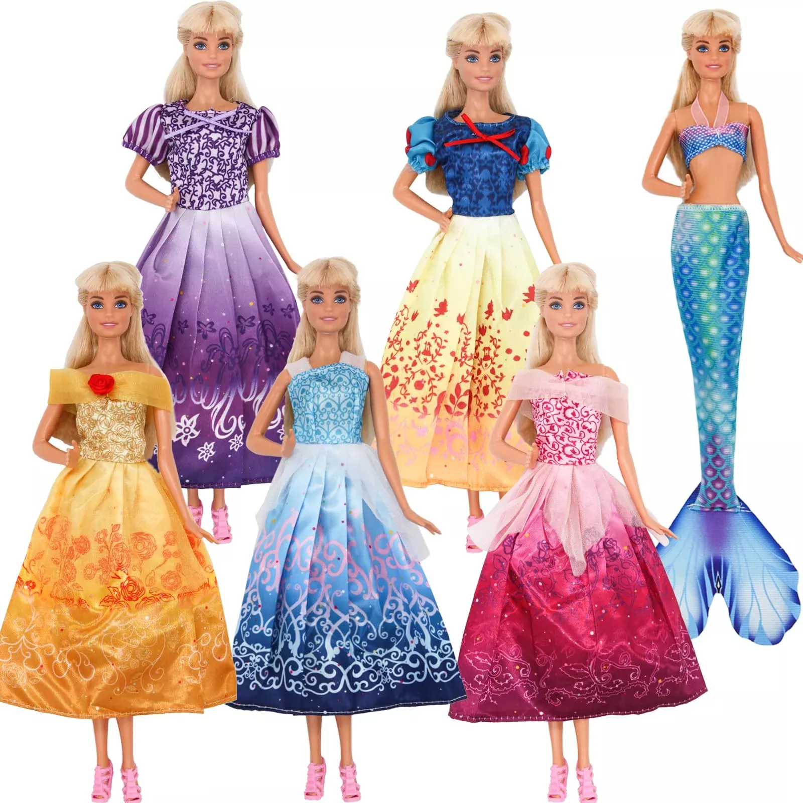 ztweden 6 Styles Dress Set for 11.5" Girl Doll Multicolor Handmade