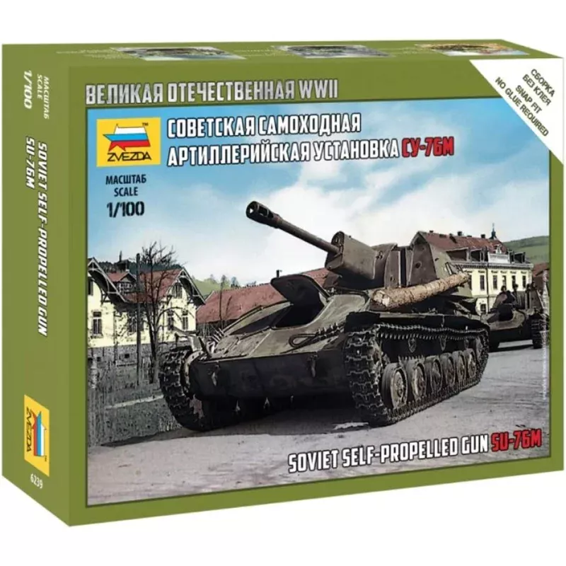 Zvezda 6239 1/100 Soviet SU-76M Self Propelled Gun Model Tank Kit
